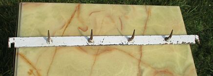 Antique Butcher Rack French 4 Hooks Board Rack Rustic Rivets Authentic