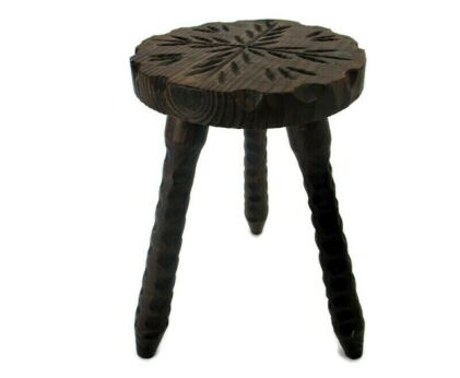 Small Wooden Spanish Tripod Side Display Wine Milking Stool Table Pedestal Plant Bonsai Stand Vintage Barn Country Farmhouse