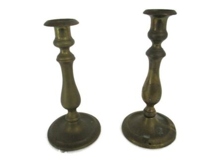 Antique Bauhaus Art Nouveau Candle Sticks Candle Holders Brass
