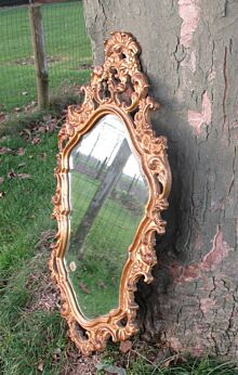 Vintage Mirror Hollywood Regency Ornate Gold Gilt Beveled Glass Wood Wooden WOW