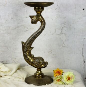Standing Centerpiece Fruit Bowl Fish Spelter Ornate Small side table