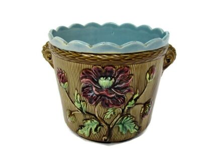 Large Planter French Pottery Faience Majolica Flowers Vintage Gorgeous