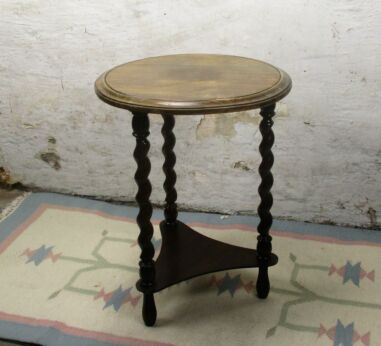 Round Barley Twist Wooden Side Occasional Wine Table Pedestal Plant Stand 21.65"