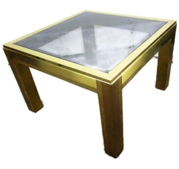 Vintage Italian Design Coffee Side Table Brass Smoked Glass Glam era Romeo Rega