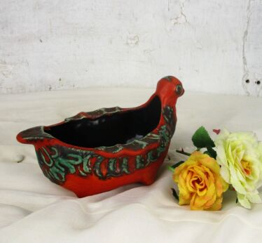 Vintage Orange Turtle Figurine Ceramic Ashtray Planter Marked B Funky