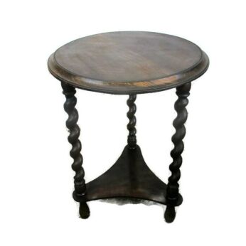 Barley Twist Wood Side Occasional Wine Table Pedestal Plant Stand 2 Tier 21.65"