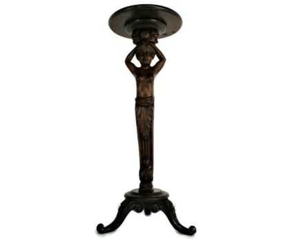 Ornate Hand Carved Wooden Pedestal Table Plant Stand Side Wine Coffee Table Kariatide Mermaid Stunning
