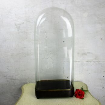 XL Antique Victorian Rectangular Square Hand Blown Glass Globe Dome HTF 25.19"
