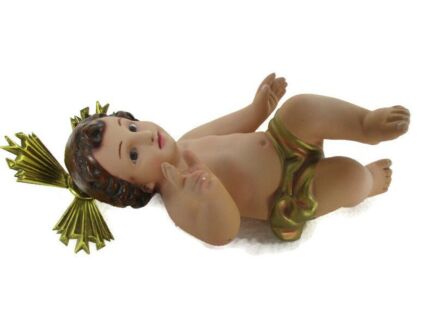 Small Porcelain Statue Infant Jesus Santo Nino Jesus de Cuna Baby Jesus Manger Nativity 