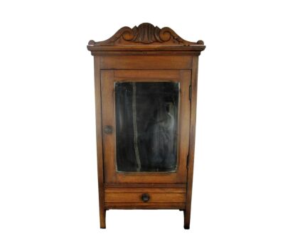 Vintage Hand Carved Wood Kitchen Apothecary Medicine Bathroom Wall Cabinet Beveled Glass Mirror