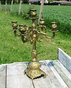 Antique Vintage Brass Ornate 5 Arm Candle Holder Candelabra brass Lovely
