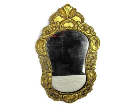 Small Wooden Mirror Marked Dollanzo Baroque Style Hollywood Regency Lovely