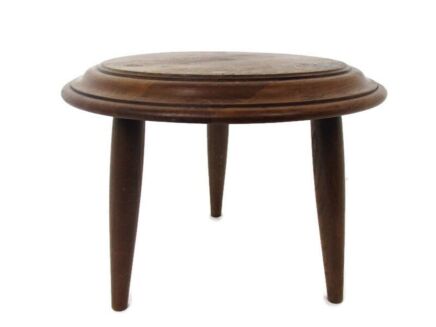 Vintage Large Milking Stool French Oak Chair Crutch Side Wine Occasional Table Pedestal Gorgeous