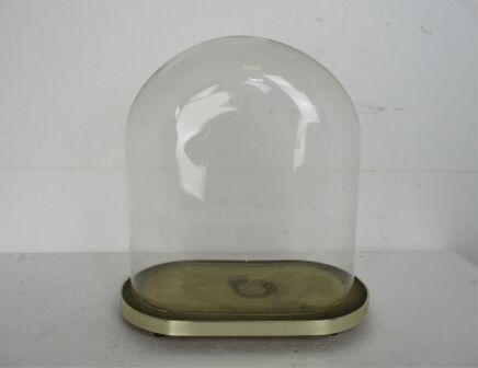 Antique Victorian Oval Hand Blown Glass Globe Dome Doll Clock 13.77" H 12.2"W