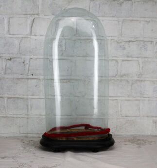Victorian Antique Oval Hand Blown Glass Dome Globe Mantel Clock doll 19.1