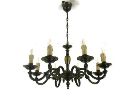 Flemish Dutch Chandelier Style 8 Arm Lights Country style Vintage Mid century
