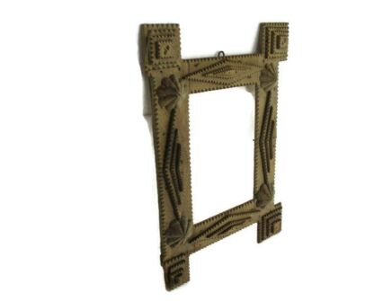 antique Tramp Art picture frame trench Art Folk Art Layered Handmade