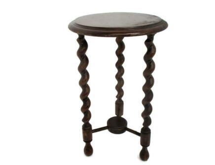 Barley Twist Wooden Side Wine Table Pedestal Plant Bonsai Stand Two Tier Barn Country Farmhouse Style