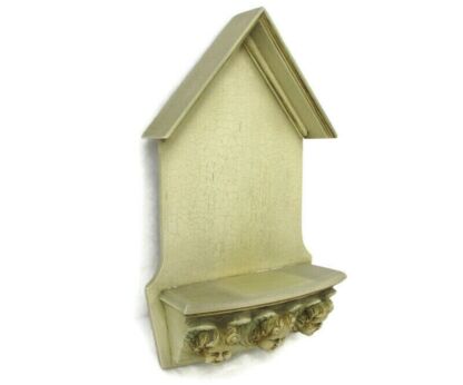 Wall Console Niche Chapel Ornate Angel Heads Putti Crackled white Wood Gorgeous
