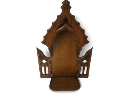 hand Carved Wooden Chapel Niche for Statue Gothic Style Standing Lovely Vintage