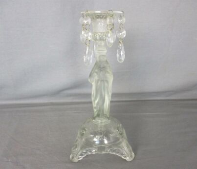 Art glass Clear Candle Holder Holy Heart Virgin Mary Our Lady Madonna Angels
