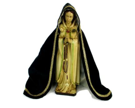 Vintage Statue Our Lady Maria Rosa Mystica Loreto Italian Plaster with Cape Rare