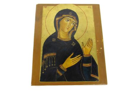 Vintage  Wooden Icon  Paint On wood Madonna Lovely Traveling Icon