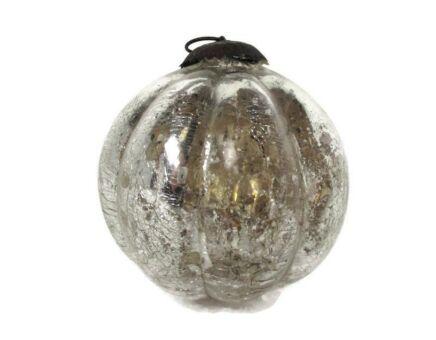 Antique Witch Witches Ball silver Crackle Mercury Glass Ornament Protection