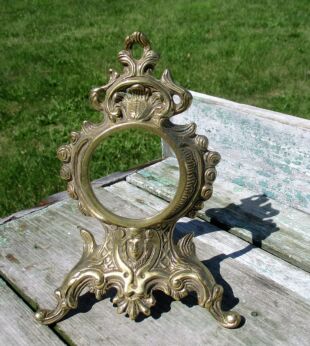 Vintage picture frame Ornate brass oval decorative Mythological Figure
