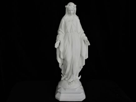 French Antique 1900 Bisque Statue Virgin Mary Madonna treading on snake 17.91"