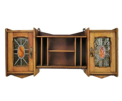 Art Deco Double Apothecary Kitchen Bathroom Cabinet Leaded Colored Glass HTF