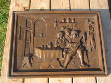 Hand Carved Wood Panel Hand made Breughel style Flanders