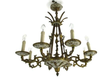 8 Arm Lights Chandelier Revival French Empire Bronze Doré Gilded Copper Stunning