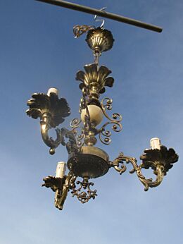 Vintage  Chandelier 3 Lights Ceiling Lamp Brass Marble
