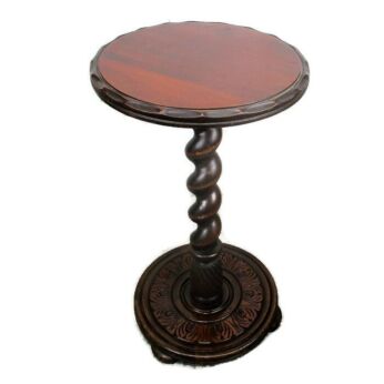 Hand Carved Wood Barley Twist Pedestal Display Side Table Plant Flower Stand 21"