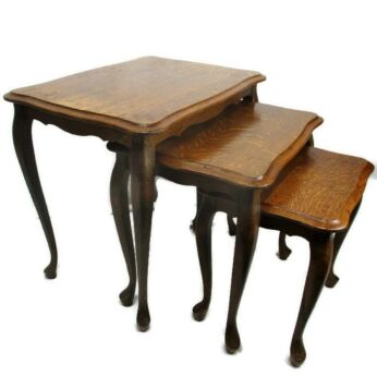 Set of 3 Wood Stacking Nesting Tables Louis XV style Vintage Mid Century