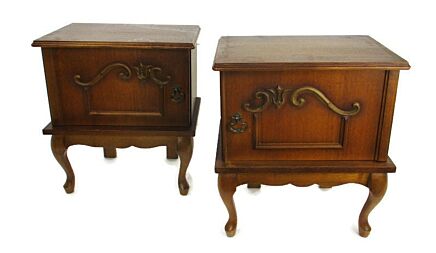 Pair Couple Vintage Nightstands End tables Dresser 50s Vanity Cabinets Louis XVI style Mid Century