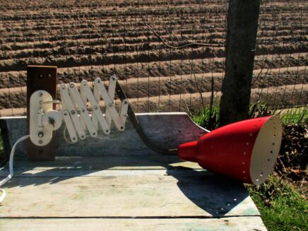 Vintage Industrial Machine Age Scissor Wall Lamp era Arteluce Stilnovo Guariche