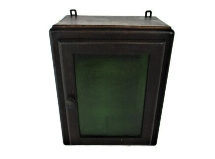 Medicine Cabinet Apothecary Barn Wall Kitchen Bathroom Cabinet Green Bubbled Glass Door Country Barn Style