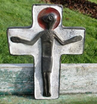 Mid Century Design Ceramic Perignem Style Modern Crucifix Ceramics Jesus Christ