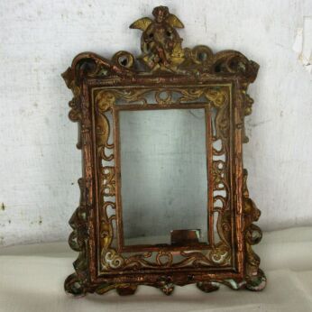 French antique Hanging Bronze Brass picture frame Ornate Angel Cherub