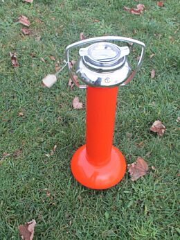 Funky 70s Italian Metal Standing Floor Ashtray Orange