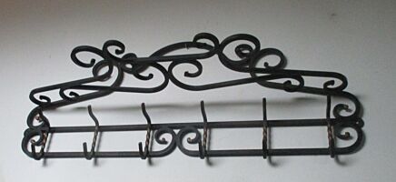Antique Wrought Iron Coat Rack Wall Rack Hanger Hooks Shelf Vintage French
