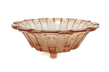 Art  Deco Bowl Dish Centerpiece Basket art Glass pink Depression Glass Beautfiful