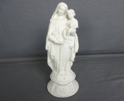 French Antique 1900 Bisque Statue Virgin Mary Our Lady Madonna Infant Jesus 10"