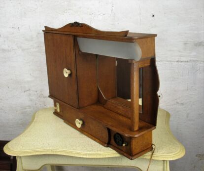 Vintage Unique Wood Kitchen Apothecary Wall Hanging Cabinet Lights Rockabilly