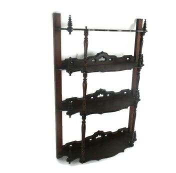 Edwardian Shelf Cabinet Bobbin Spindles Standing and Hanging Wood Gorgeous HTF
