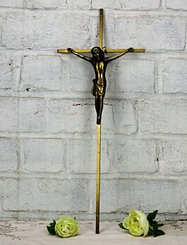 Hanging Crucifix Cross brass Gorgeous Corpus Jesus Christ 17.32"