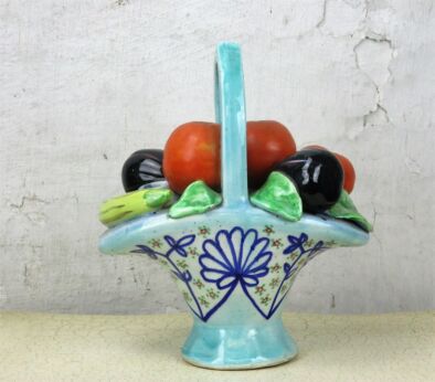 Capodimonte style Fruit Basket Porcelain Centerpiece Italy Colorful