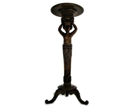 Ornate Hand Carved Wooden Pedestal Table Plant Stand Side Wine Coffee Table Kariatide Mermaid Stunning